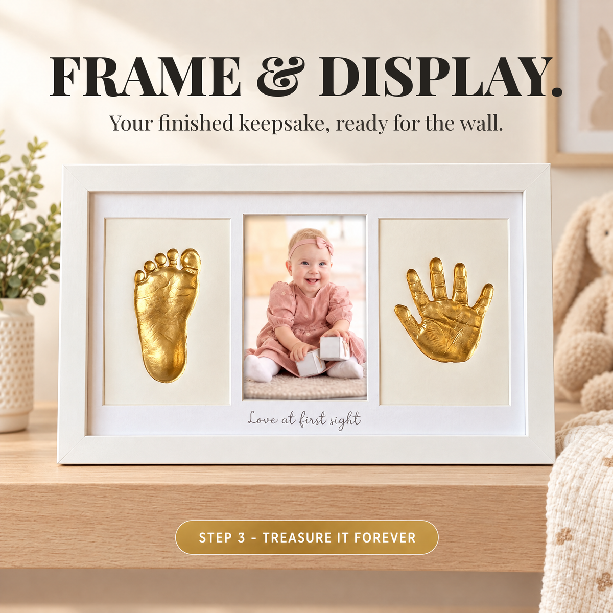 Cadre souvenir pour empreintes de mains et de pieds de bébé