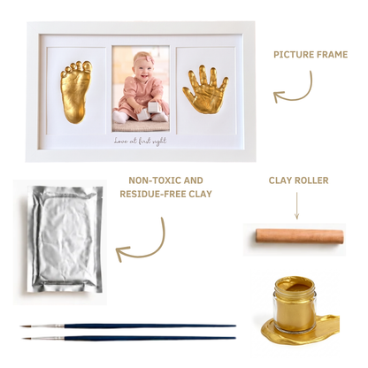 Cadre souvenir pour empreintes de mains et de pieds de bébé